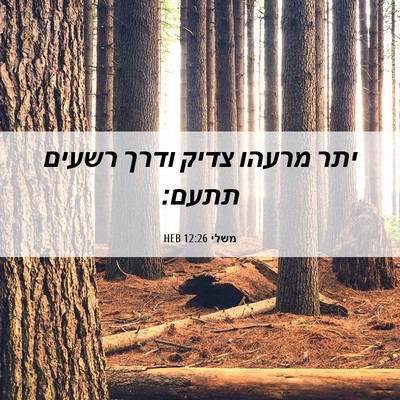 Picture 06 - משלי 12:26 HEB - יתר מרעהו צדיק ודרך רשעים - Bible Verse Picture