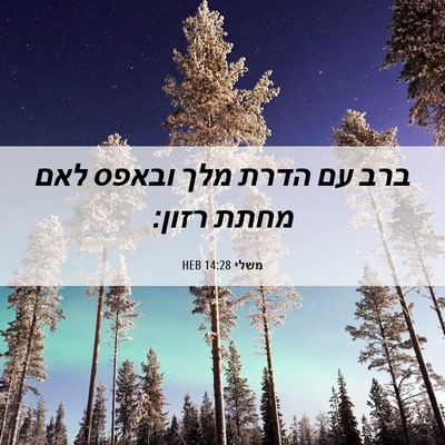 Picture 06 - משלי 14:28 HEB - ברב עם הדרת מלך ובאפס לאם - Bible Verse Picture