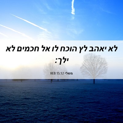 Picture 06 - משלי 15:12 HEB - לא יאהב לץ הוכח לו אל חכמים - Bible Verse Picture