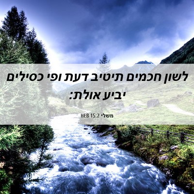 Picture 06 - משלי 15:2 HEB - לשון חכמים תיטיב דעת ופי - Bible Verse Picture