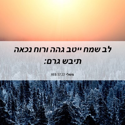 Picture 06 - משלי 17:22 HEB - לב שמח ייטב גהה ורוח נכאה - Bible Verse Picture