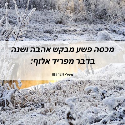 Picture 06 - משלי 17:9 HEB - מכסה פשע מבקש אהבה ושנה - Bible Verse Picture