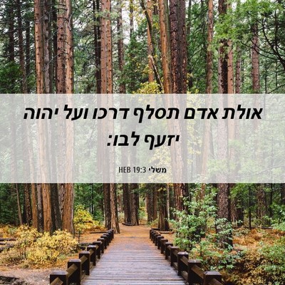 Picture 06 - משלי 19:3 HEB - אולת אדם תסלף דרכו ועל יהוה - Bible Verse Picture