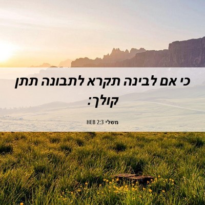 Picture 06 - משלי 2:3 HEB - כי אם לבינה תקרא לתבונה תתן - Bible Verse Picture
