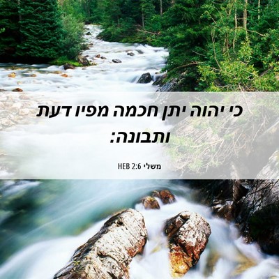 Picture 06 - משלי 2:6 HEB - כי יהוה יתן חכמה מפיו דעת - Bible Verse Picture