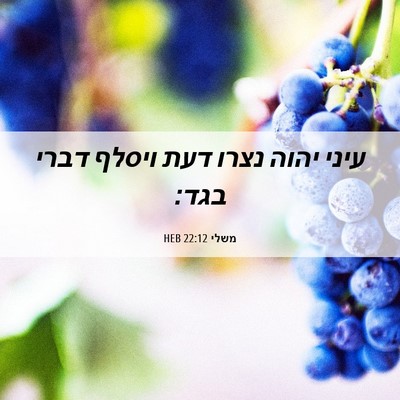 Picture 06 - משלי 22:12 HEB - עיני יהוה נצרו דעת ויסלף - Bible Verse Picture