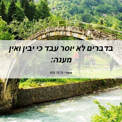 Picture 06 - משלי 29:19 HEB - בדברים לא יוסר עבד כי יבין - Bible Verse Picture