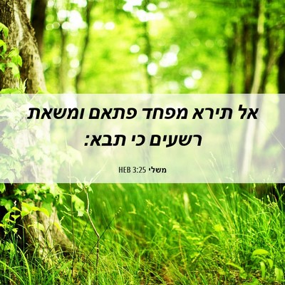Picture 06 - משלי 3:25 HEB - אל תירא מפחד פתאם ומשאת - Bible Verse Picture
