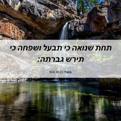 Picture 06 - משלי 30:23 HEB - תחת שנואה כי תבעל ושפחה כי - Bible Verse Picture