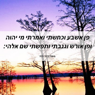 Picture 06 - משלי 30:9 HEB - פן אשבע וכחשתי ואמרתי מי - Bible Verse Picture