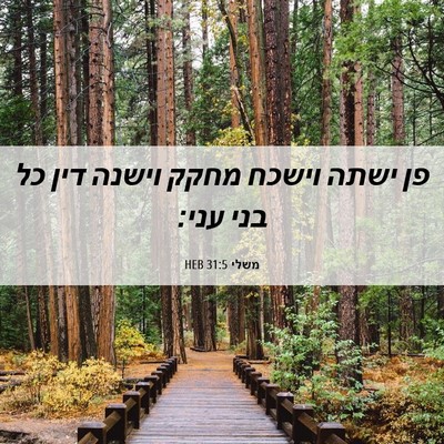Picture 06 - משלי 31:5 HEB - פן ישתה וישכח מחקק וישנה - Bible Verse Picture