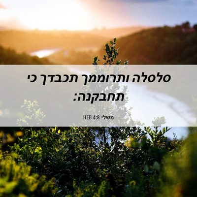 Picture 06 - משלי 4:8 HEB - סלסלה ותרוממך תכבדך כי - Bible Verse Picture