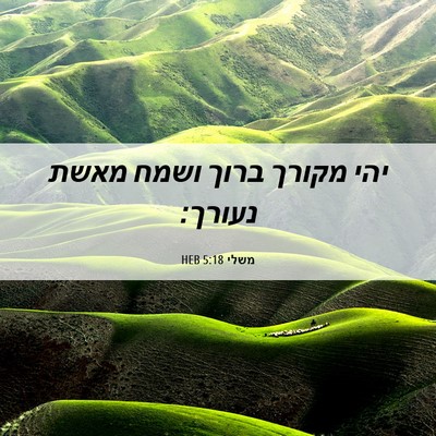 Picture 06 - משלי 5:18 HEB - יהי מקורך ברוך ושמח מאשת - Bible Verse Picture