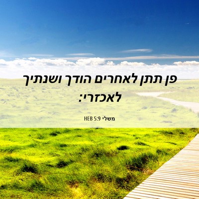 Picture 06 - משלי 5:9 HEB - פן תתן לאחרים הודך ושנתיך - Bible Verse Picture