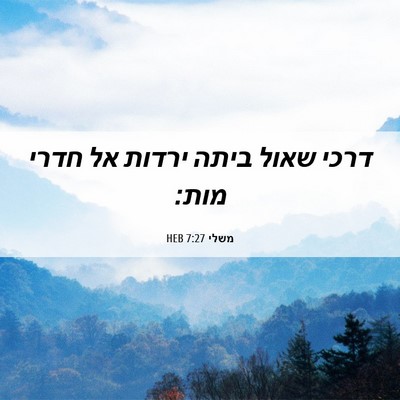 Picture 06 - משלי 7:27 HEB - דרכי שאול ביתה ירדות אל - Bible Verse Picture