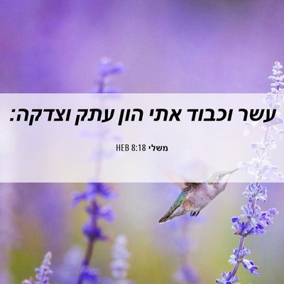 Picture 06 - משלי 8:18 HEB - עשר וכבוד אתי הון עתק - Bible Verse Picture