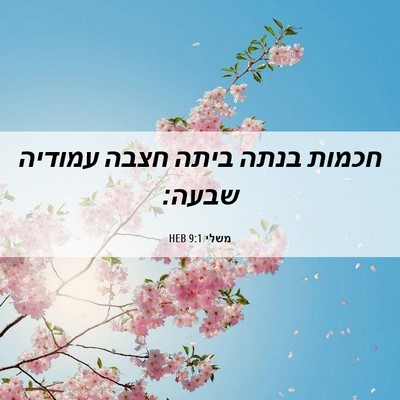 Picture 06 - משלי 9:1 HEB - חכמות בנתה ביתה חצבה - Bible Verse Picture