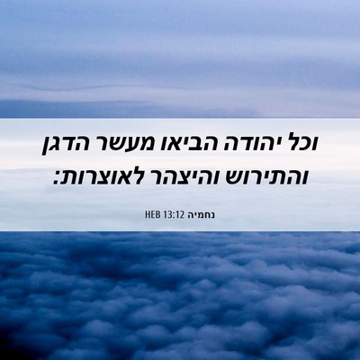 Picture 06 - נחמיה 13:12 HEB - וכל יהודה הביאו מעשר הדגן - Bible Verse Picture