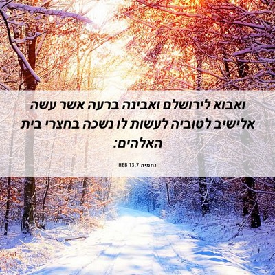 Picture 06 - נחמיה 13:7 HEB - ואבוא לירושלם ואבינה ברעה - Bible Verse Picture