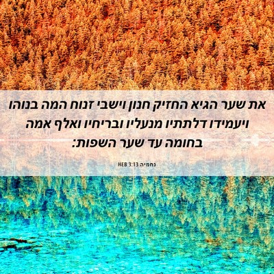 Picture 06 - נחמיה 3:13 HEB - את שער הגיא החזיק חנון - Bible Verse Picture