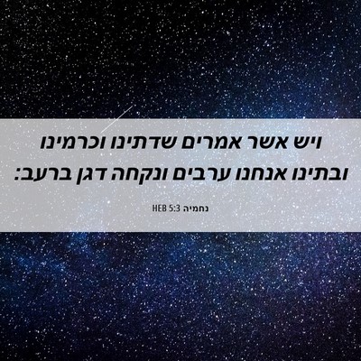 Picture 06 - נחמיה 5:3 HEB - ויש אשר אמרים שדתינו - Bible Verse Picture