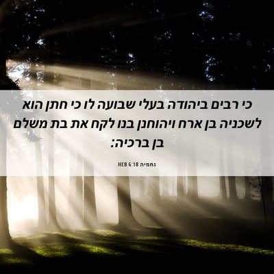Picture 06 - נחמיה 6:18 HEB - כי רבים ביהודה בעלי שבועה - Bible Verse Picture