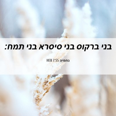 Picture 06 - נחמיה 7:55 HEB - בני ברקוס בני סיסרא בני - Bible Verse Picture