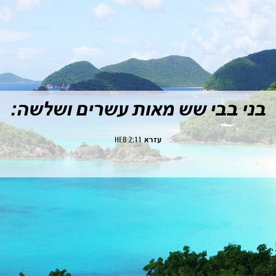 Picture 06 - עזרא 2:11 HEB - בני בבי שש מאות עשרים - Bible Verse Picture