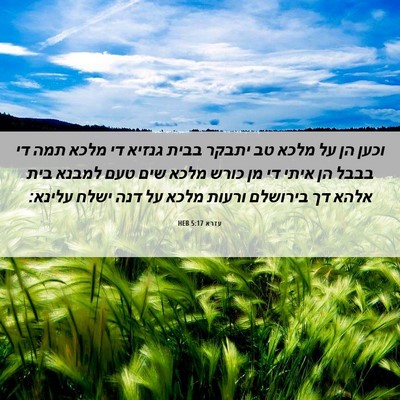 Picture 06 - עזרא 5:17 HEB - וכען הן על מלכא טב יתבקר - Bible Verse Picture