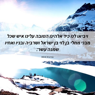 Picture 06 - עזרא 8:18 HEB - ויביאו לנו כיד אלהינו - Bible Verse Picture