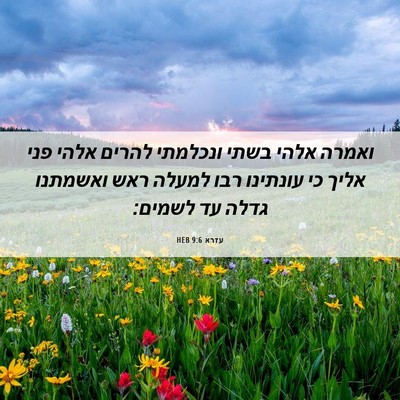 Picture 06 - עזרא 9:6 HEB - ואמרה אלהי בשתי ונכלמתי - Bible Verse Picture