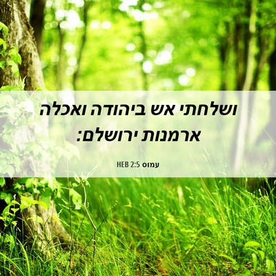 Picture 06 - עמוס 2:5 HEB - ושלחתי אש ביהודה ואכלה - Bible Verse Picture