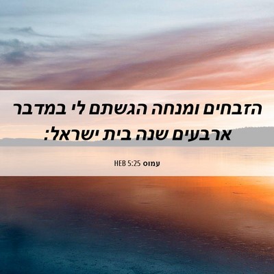 Picture 06 - עמוס 5:25 HEB - הזבחים ומנחה הגשתם לי - Bible Verse Picture