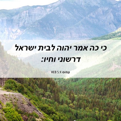 Picture 06 - עמוס 5:4 HEB - כי כה אמר יהוה לבית ישראל - Bible Verse Picture