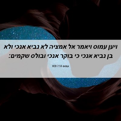 Picture 06 - עמוס 7:14 HEB - ויען עמוס ויאמר אל אמציה לא - Bible Verse Picture