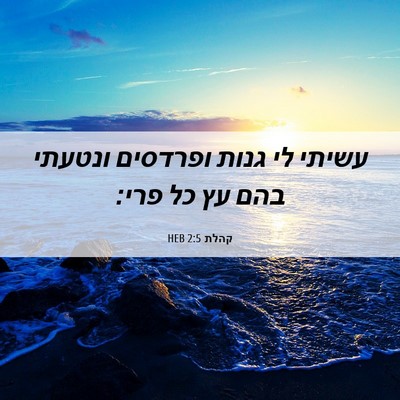 Picture 06 - קהלת 2:5 HEB - עשיתי לי גנות ופרדסים - Bible Verse Picture