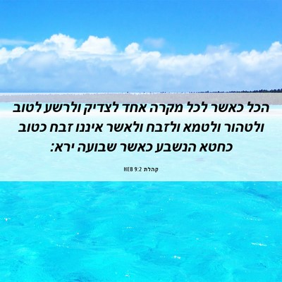 Picture 06 - קהלת 9:2 HEB - הכל כאשר לכל מקרה אחד לצדיק - Bible Verse Picture