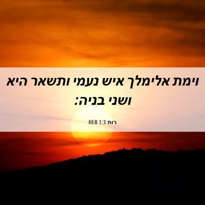 Picture 06 - רות 1:3 HEB - וימת אלימלך איש נעמי ותשאר - Bible Verse Picture