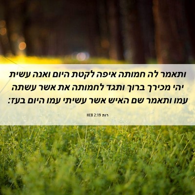 Picture 06 - רות 2:19 HEB - ותאמר לה חמותה איפה לקטת - Bible Verse Picture