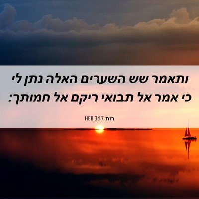 Picture 06 - רות 3:17 HEB - ותאמר שש השערים האלה נתן לי - Bible Verse Picture
