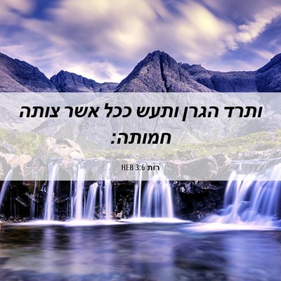 Picture 06 - רות 3:6 HEB - ותרד הגרן ותעש ככל אשר צותה - Bible Verse Picture
