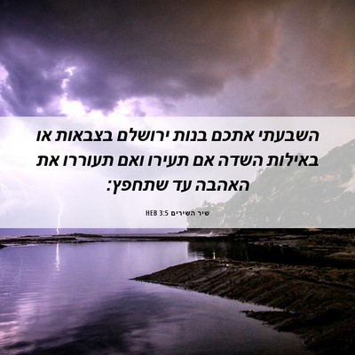 Picture 06 - שיר השירים 3:5 HEB - השבעתי אתכם בנות ירושלם - Bible Verse Picture