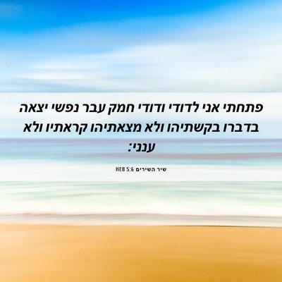 Picture 06 - שיר השירים 5:6 HEB - פתחתי אני לדודי ודודי חמק - Bible Verse Picture