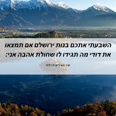 Picture 06 - שיר השירים 5:8 HEB - השבעתי אתכם בנות ירושלם אם - Bible Verse Picture