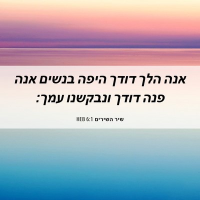 Picture 06 - שיר השירים 6:1 HEB - אנה הלך דודך היפה בנשים אנה - Bible Verse Picture