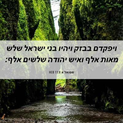 Picture 06 - שמואל א 11:8 HEB - ויפקדם בבזק ויהיו בני - Bible Verse Picture