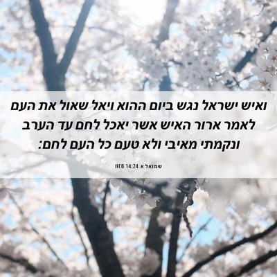 Picture 06 - שמואל א 14:24 HEB - ואיש ישראל נגש ביום ההוא - Bible Verse Picture