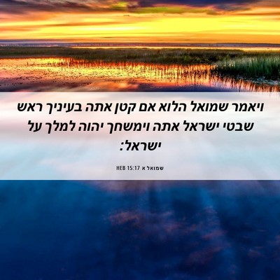 Picture 06 - שמואל א 15:17 HEB - ויאמר שמואל הלוא אם קטן אתה - Bible Verse Picture