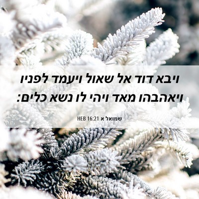 Picture 06 - שמואל א 16:21 HEB - ויבא דוד אל שאול ויעמד - Bible Verse Picture