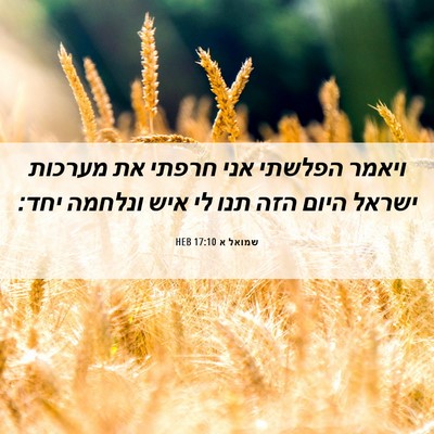 Picture 06 - שמואל א 17:10 HEB - ויאמר הפלשתי אני חרפתי את - Bible Verse Picture